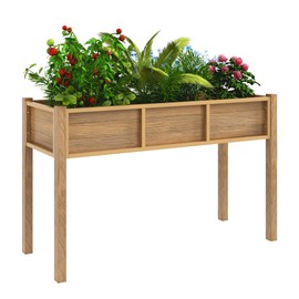 YITAHOME 48x18x30in Raised Garden Bed, Weather Resistant Poly Lumber Planter Box with Legs, Elevated Garden Bed for Yard, Garden, Balcony - Brown