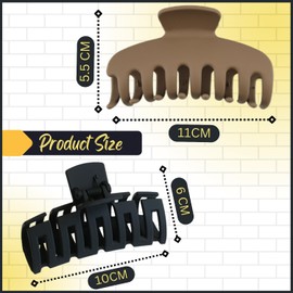 Hair Claw Clips for Women Thick Hair, QAIMER 10 cm Matt Coated Hair Clips Women for Thick & Thin Hairs, 8PCS