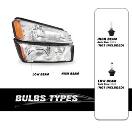 SOCKIR 4PCS Headlight Assembly Compatible with 2002-2006 Chevy Avalanche Body Cladding Model Headlights+Bumper Lights Set Chrome Housing & Amber Reflector