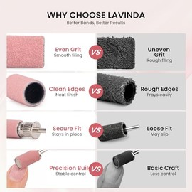 Lavinda 180 bandas de lijado de uñas de grano fino, brocas para tecnología de uñas, 100 bandas de lijado para taladro de uñas para preparación de uñas