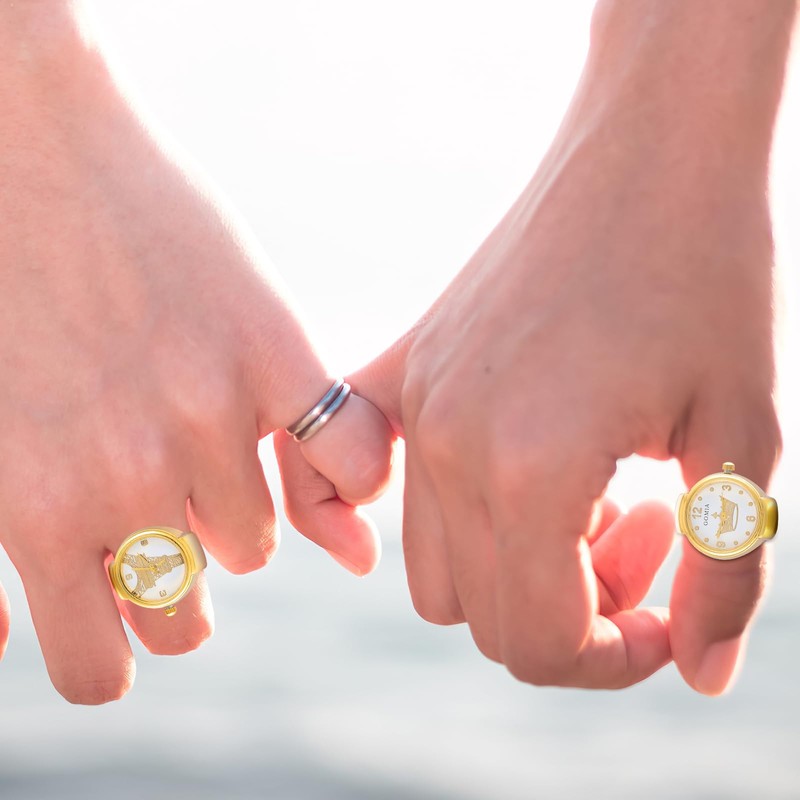 Hemobllo Ringuhr, Herren Ringuhr, Damen Fingeruhr, Turm und Krone Ringuhr,