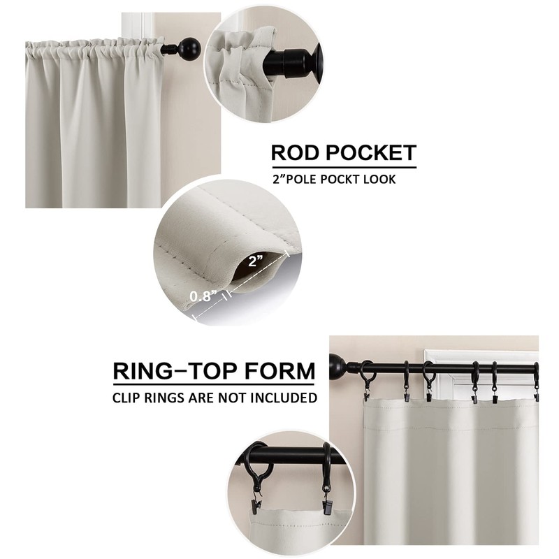 XTMYI 36 Inch Length Cafe Curtains 30 Wide Rod Pocket