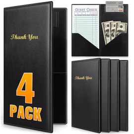 4 Pcs Server Books, Check Presenters for Restaurants, PVC Server Books for Waitress Guest Check Holder