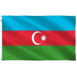 Azerbaijan Flag 3x5 Ft Outdoor Large, Moderate-Outdoor Both Sides Heavy Duty100D Polyester,Canvas Header and Double Stitched - Brass Grommets for Easy Display,Azerbaijani Flags