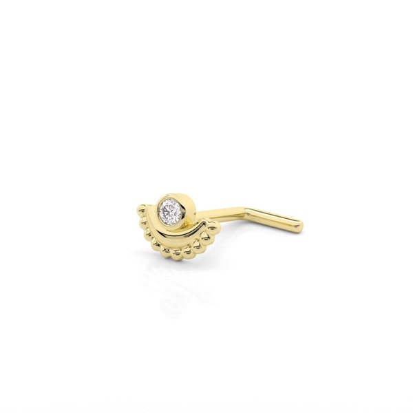 Genuine Diamond Mandala Nose Ring Stud, 14K Solid Gold Nose