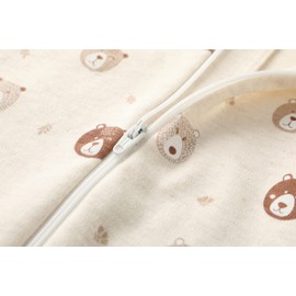Owlivia Organic Cotton Baby Pajamas, Boys Girls 2-Pack Zip Front Sleep 'N Play, Footed Sleeper, Long Sleeve(3-6 Months, Mini Bears&Beige)