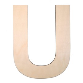 12 Inch Wooden Letter U, 1/4 Inch Thick Large Unfinished Wood Letter for DIY Crafts Home Wall Decor