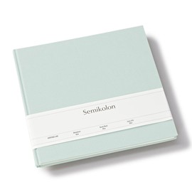Semikolon 371036 Guest Book Slim 25 x 23 cm with 100 Blank Pages to Design Yourself, Bookmark – Moss Pastel Green
