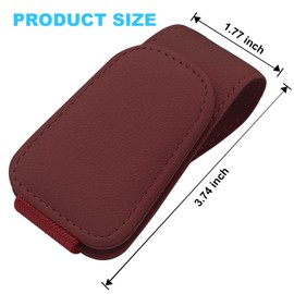 Sunglasses Holders for Car Visor,Car Magnetic Glasses Holder Leather Sunglasses Clip and Ticket Card Clip Suitable for Car Interior Visor and Different Size Eyeglasses.(Deep red)