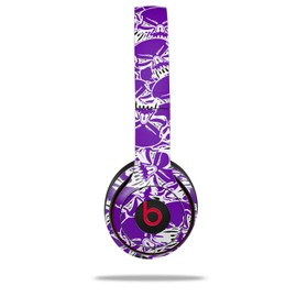 WraptorSkinz Skin Compatible with Beats Solo 4, Solo 3 and Solo 2 Wireless Headphones - Scattered Skulls Purple - Decal Vinyl Wrap (Headphones NOT Included)
