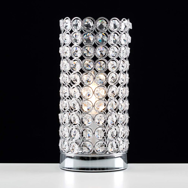 MiniSun Modern Polished Chrome & Clear Acrylic Jewel Cylinder Touch