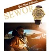 SEWOR Men's Mechanical Hand-Wind Skeleton Transparent Wrist Watch with Vintage