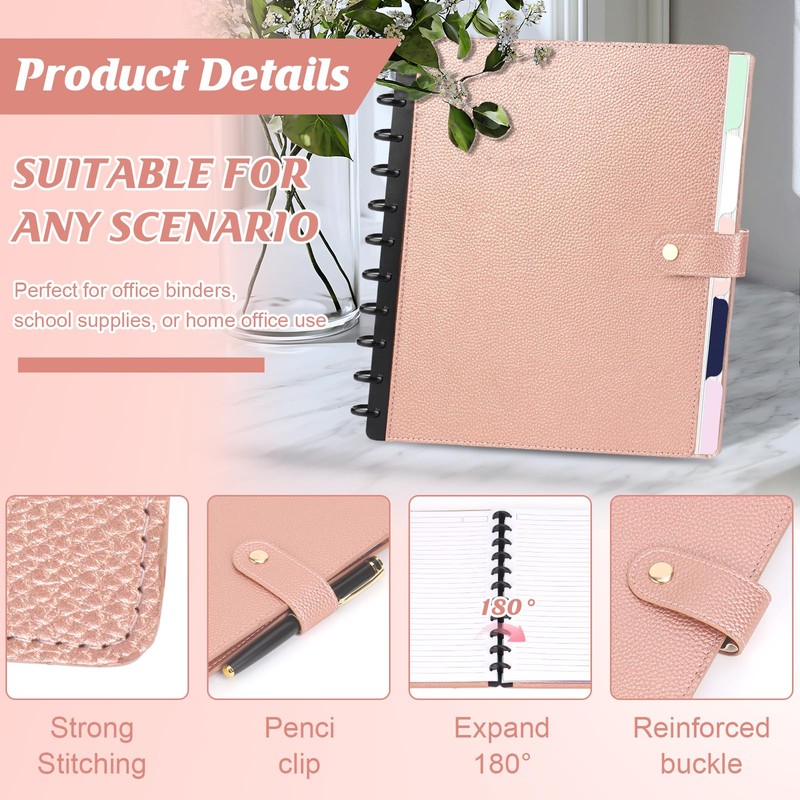 SKLENICE PU Leather Discbound Notebook 8.5" x 11" Disc Bound