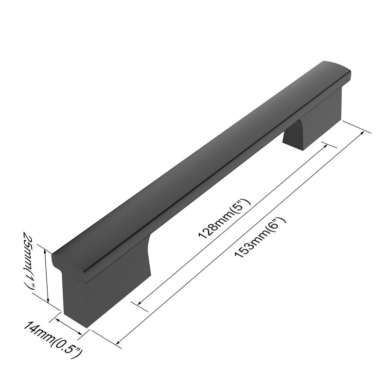 9BUILD 10 Pack 128mm Matte Black Kitchen Cabinet Handles -