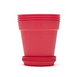 Mintra Home Garden Pots 4pk - Flowers, Herbs, Plants, Indoor, Outdoor, Colorful, Wholesale, Bulk (Coral, 17cm Diameter (6.6in))