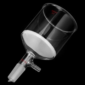 QWORK 500ml Filtering Buchner Funnel Medium Frit (G1) Lab Glassware with Standard 24/40 Joint and Vacuum Serrated Tubulation, 94mm I.D