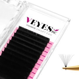 VEYES INC Cashmere Easy Fan Lashes Lash Extensions 0.03-0.07 C/CC/D Curl Mixed & Single Length Self Fanning Lashes Automatic Blooming for Professional Matte Black (0.03 CC 15-20mm)