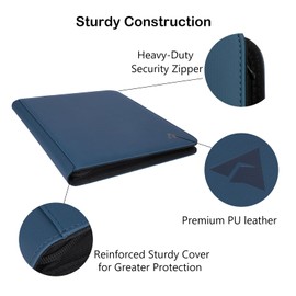 Rayvol Toploader Binder, Holds 252 Toploaders 9-Pocket Top Loader Card Storage Case, Ringless Double-Sided Pockets for Cards in 3 x 4'' Toploaders -Midnight Blue