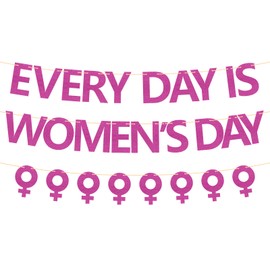 Arosche Womens History Month Banner Everyday is Women's Day Pre-Assembled National Women's History Month Decorations Glitter Hanging Banners Sign Party Decorations for Mantle,Porch,Party Supplies