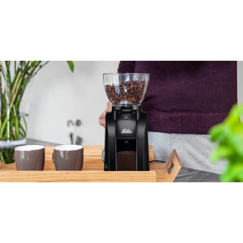 Solis Scala Zero Static Coffee & Espresso Grinder, Black/Black