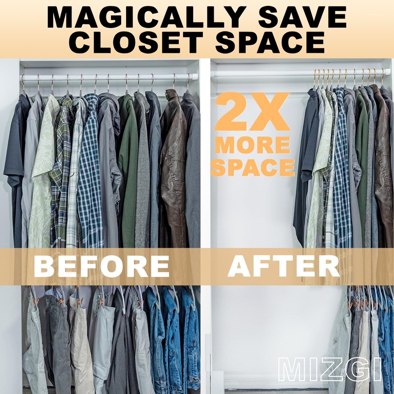 MIZGI Premium Clear Hangers with Gold Glitter (50-Pack) - Heavy-Duty