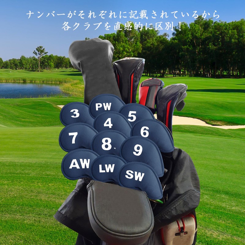 11 Pcs Golf Iron Covers Magnetic Closure Golf Head Covers