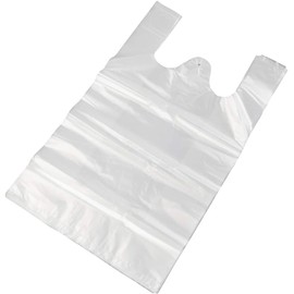 Transparent Grocery Bags Plastic Shopping Bags with Handles T Shirt Bags for Small Business Store Retail Restaurant (100, Clear(10.2 * 16.5in,100 pcs))