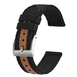 BISONSTRAP Sporty Nylon Watch Strap, Military Watch Straps for Men, 18 mm, 20 mm, 22 mm, Various Colours, Nylon, No gemstone