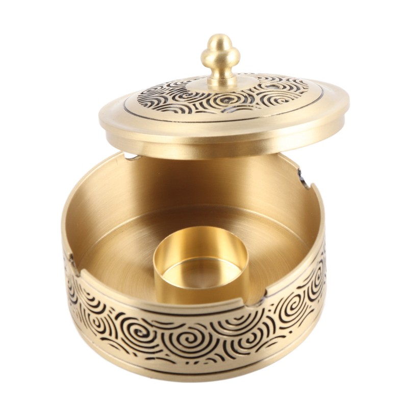 Vintage Ashtray Windproof Auspicious Cloud Pattern Exquisite Ashtray with Lid