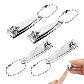 4 Pcs Nail Clipper, 2'' Mini Nail Clippers Travel Fingernail Clippers with Keychain and File Stainless Steel Nails Cutters Straight Edge Toenail Clippers for Men Women