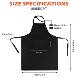 Mordx Bib Apron,Unisex Black Aprons Adjustable Washable,with 2 Pockets for Kitchen Crafting BBQ Drawing (Black)