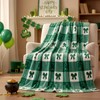 Tingjoo St. Patrick's Day Blanket Clover Bow Fuzzy Blanket Spring