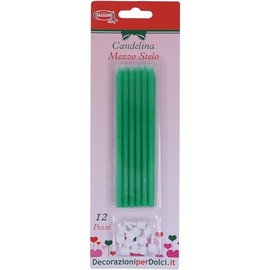 Candelina Mezzo Stelo Verde 12 Pz