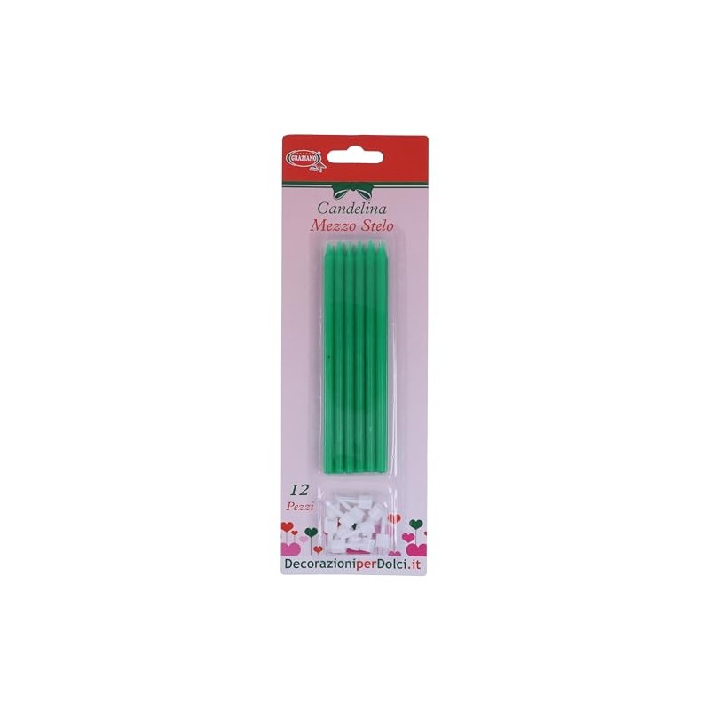 Candelina Mezzo Stelo Verde 12 Pz