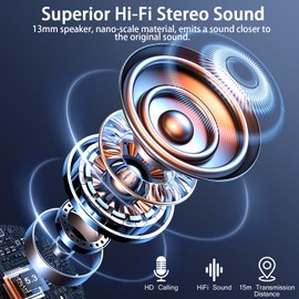 Wireless Earbuds Bluetooth 5.3, 4 ENC Noise Cancelling in Ear Headphones with 48H Playtime, IPX7 Waterproof, LED Display, Comfort Fit for Sports, Moon White