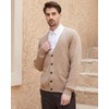 Kallspin Men's Cardigan Sweater Wool Blend V Neck Cable Knit