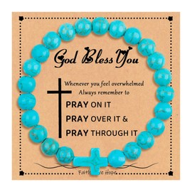 Christian Gifts Cross Bracelet for Girls Easter Basket Stuffers First Holy Communion Birthday Confirmation Christian Gifts for Teen Adults Teenage (blue)