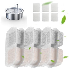 FEELNEEDY 6 Pack Dog Water Fountain Filter & 6 Pack Pump Filter Sponges Replacement, Pet Water Fountain Filter for 1.8Gal/7L/230 fl oz Cat Water Fountain (FN-W14)