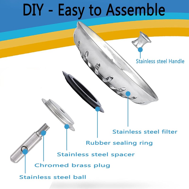 YOXITIXOT Kitchen Sink Plug and Strainer, Stainless Steel Sink Plug