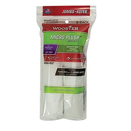 Wooster Series RR314 6-1/2" White Jumbo-Koter Micro Plush 5/16" Nap Mini Roller Cover 2Pk, 6 1/2 Inch