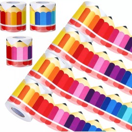 qeeenar Colorful Pencil Scalloped Border Trim Bulletin Borders Stickers Self Adhesive