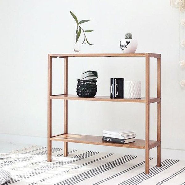 [Bentry] Wooden 3-tier bench shelf 80cm (brown) / [벤트리] 원목