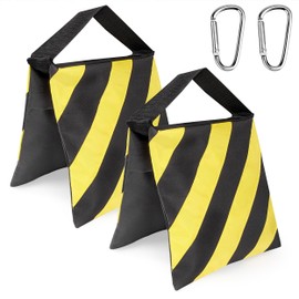 Newellsail Sandbags for Photography Empty Sandbag with Carabiner Photography Weight Bags for Photography Lamp Stand, Light Stand Tripod, Pack of 2 (Yellow Black Stripes)
