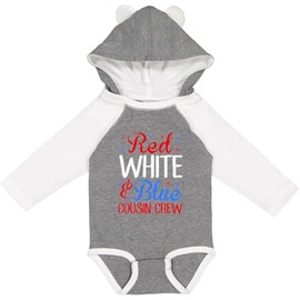 inktastic Red White and Blue Cousin Crew - 4th Of July Long Sleeve Creeper 12 Months Granite & White W Ears 45bcc