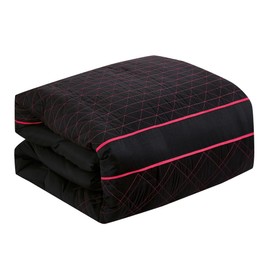 JABA Complete Bed Set with Black Pink King Comforter, 9 Piece, Includes Sheets, Shams, Pillowcases, Decor Pillows (King, 22731)