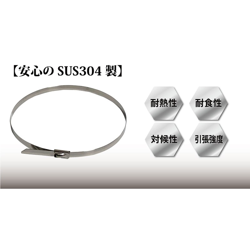 100 Pcs Stainless Steel Cable Ties 4.6mm x 300mm SUS304