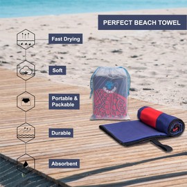 4Monster Microfibre Beach Towel, Ultra-Light, Sand-Resistant Towel, Quick-Drying, Absorbent Sports Towel for Beach, Pool, Water Sports, Yoga, Fitness