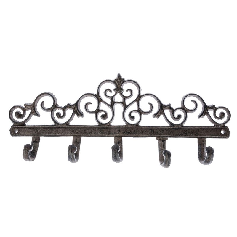 Homescapes Wall Mounted Coat Rack with Ornate Swirl Design and