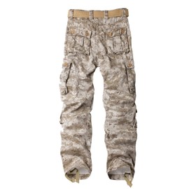AKARMY Men's Casual Cargo Pants Military Army Camo Pants Combat Work Pants with 8 Pockets Desert Camo 36