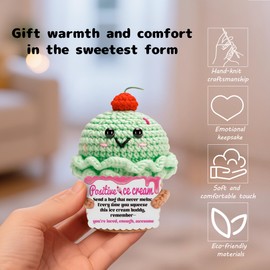 Positive ice Cream Crochet Gifts, Gift for Myself, Fathers Day, Teathers Day, Mothers Day, Boyfriend and Girlfriend Small, Mood-Boosting Desk Decor (ice Cream-Beloved)